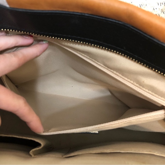 Coach Bleecker Brown Black White Colorblock Riley Carryall Tote Handbag - Picture 14 of 16